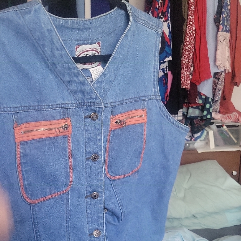 Rewind Blue Jean Jacket with Orange Accents